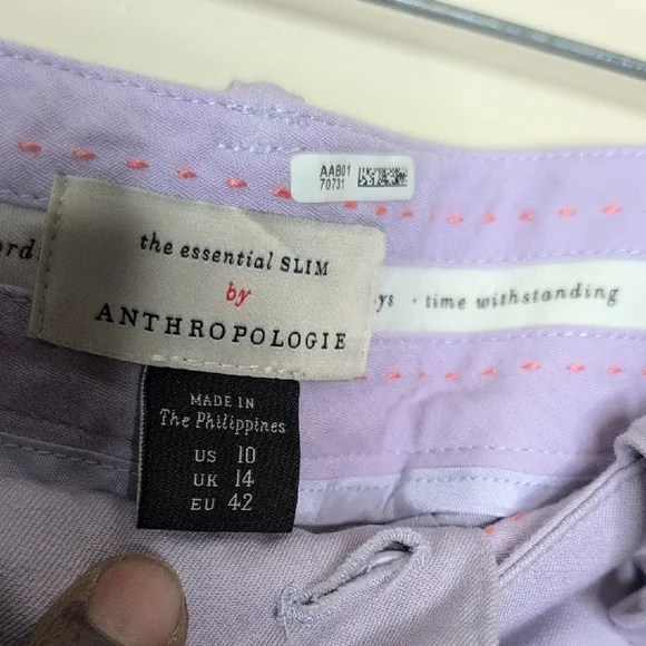 Anthropologie The essential Slim pants Lavender Trousers size 10 - Picture 4 of 9